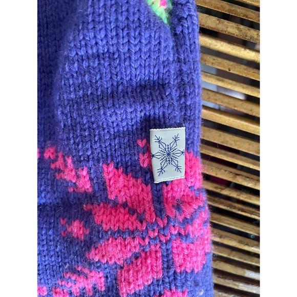 Wool Purple & Pink Snow Hat with Pompom - Picture 4 of 4